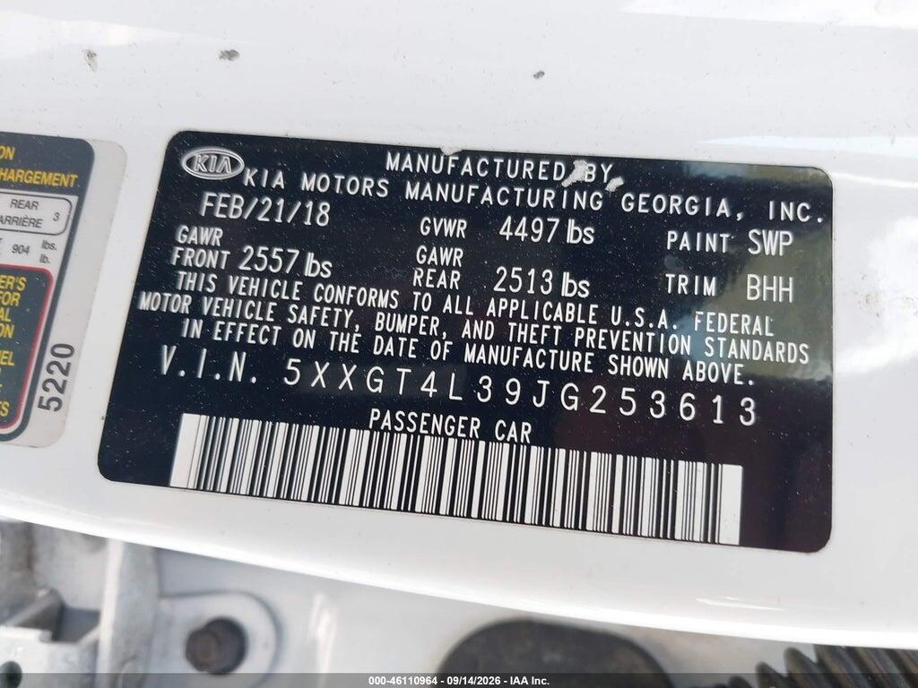 5XXGT4L39JG253613 2018 KIA OPTIMA photo no. 9
