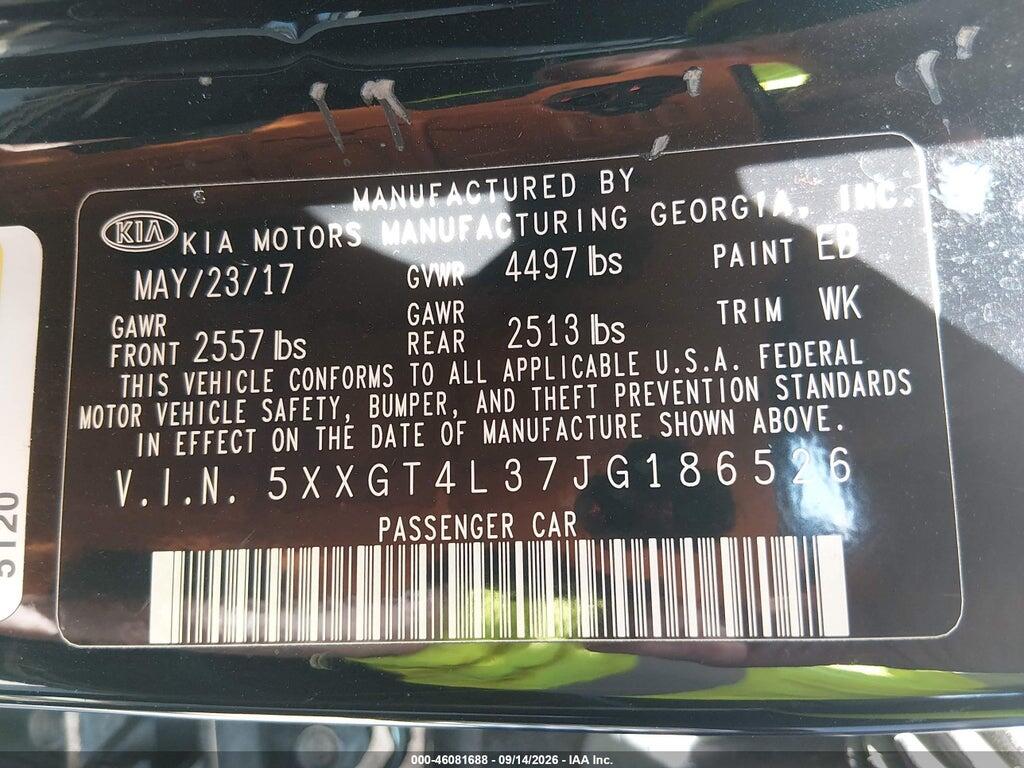 5XXGT4L37JG186526 2018 KIA OPTIMA photo no. 9