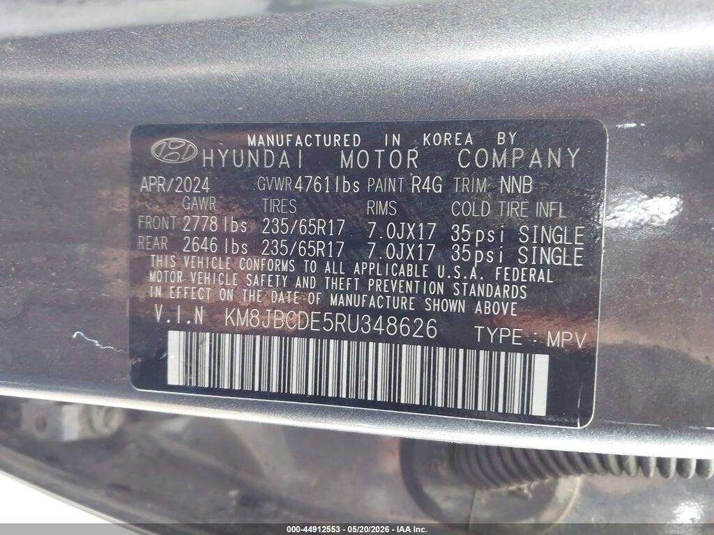 KM8JBCDE5RU348626 2024 HYUNDAI TUCSON photo no. 9