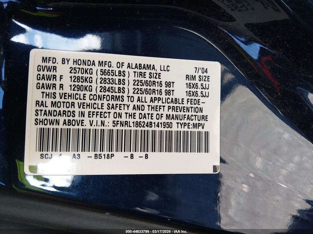 5FNRL18624B141950 2004 HONDA ODYSSEY photo no. 9
