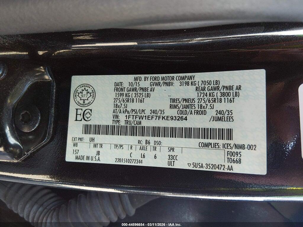 1FTFW1EF7FKE93264 2015 FORD F-150 photo no. 9
