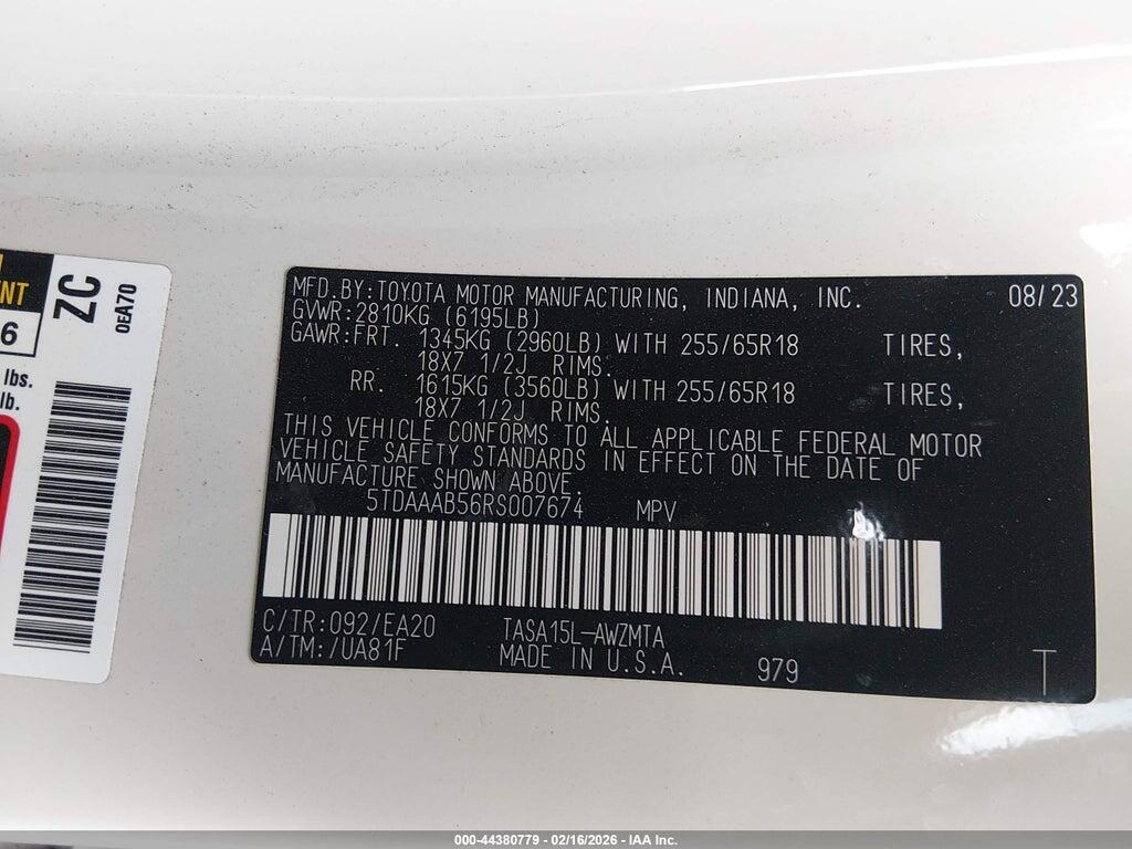 5TDAAAB56RS007674 2024 TOYOTA GRAND HIGHLANDER photo no. 9