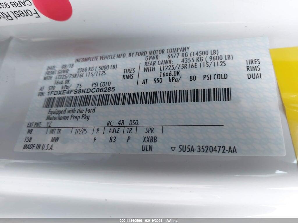 1FDXE4FS8KDC06285 2019 FORD E-450 CUTAWAY photo no. 8