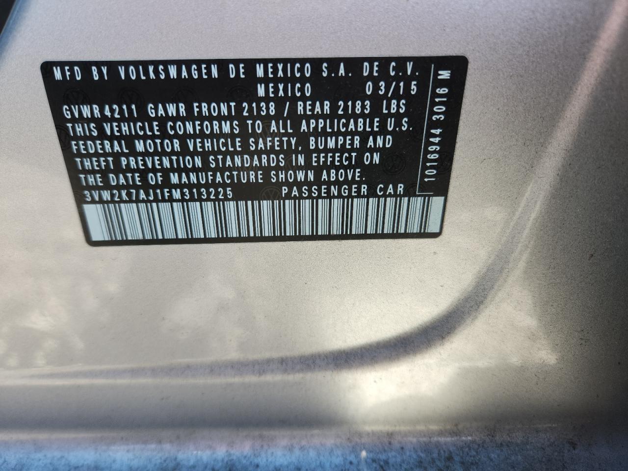 2015 VOLKSWAGEN JETTA BASE — Фото 12 из 12