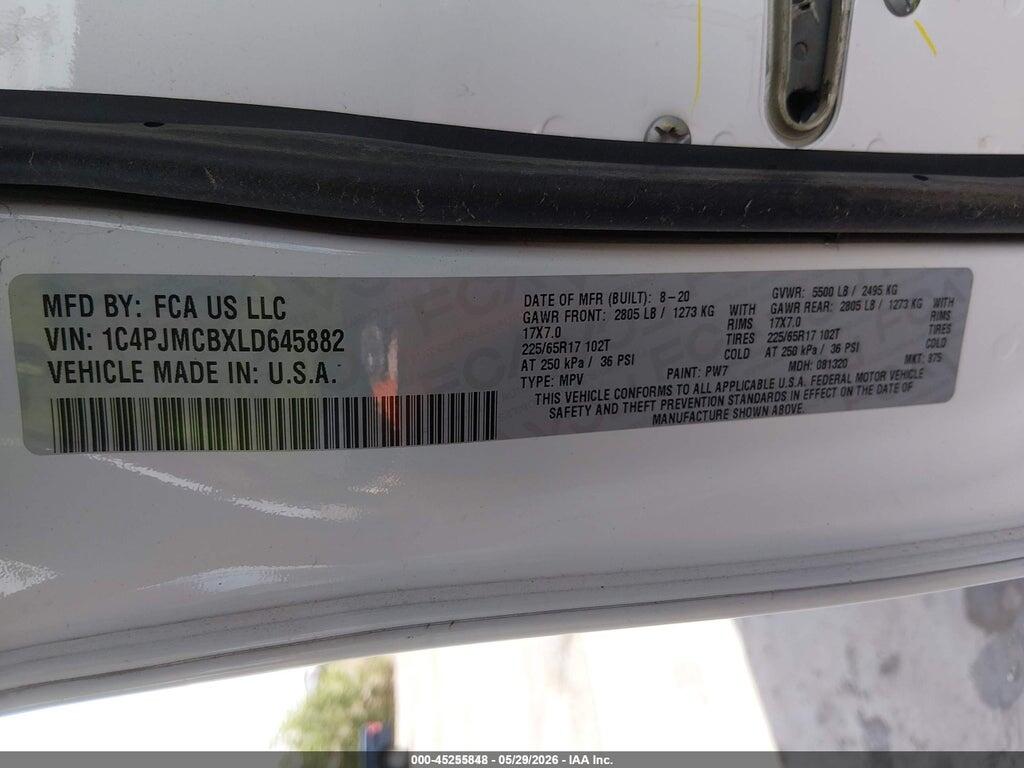 1C4PJMCBXLD645882 2020 JEEP CHEROKEE photo no. 9