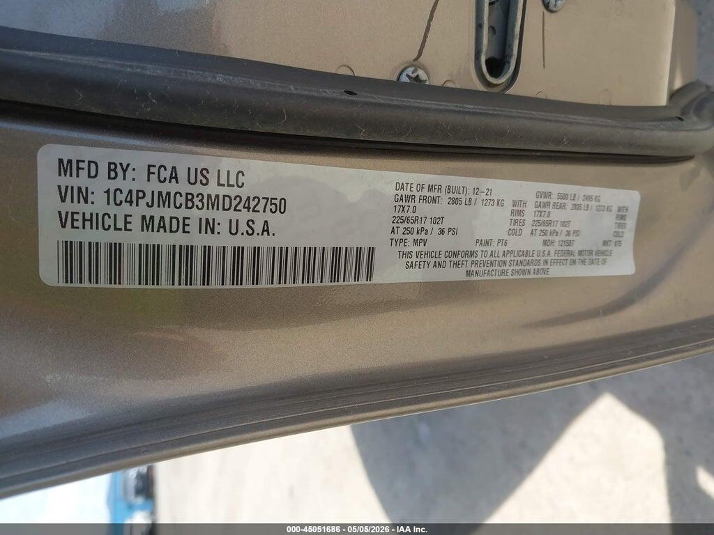 1C4PJMCB3MD242750 2021 JEEP CHEROKEE photo no. 9