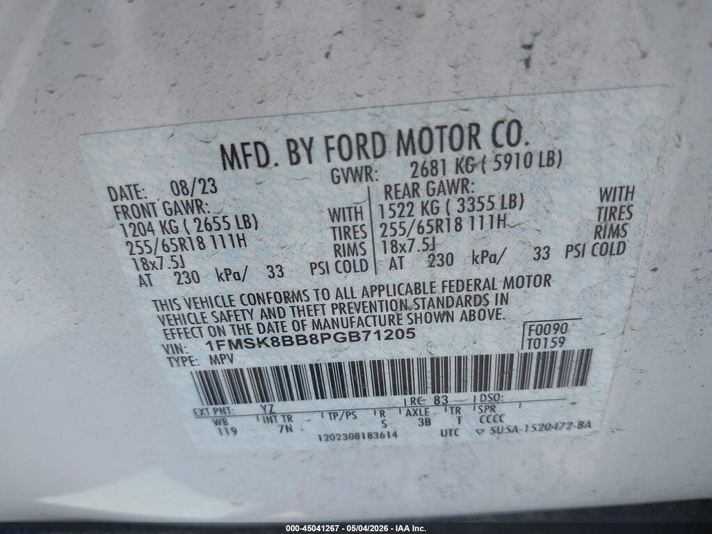 1FMSK8BB8PGB71205 2023 FORD EXPLORER photo no. 9