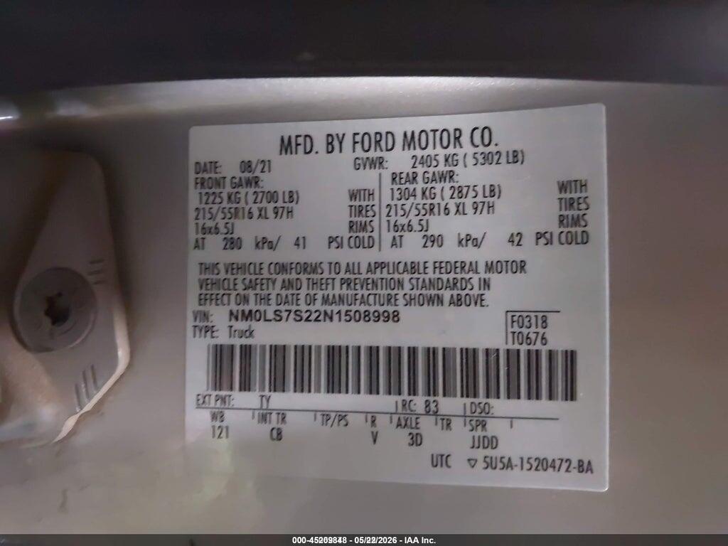 NM0LS7S22N1508998 2022 FORD TRANSIT CONNECT photo no. 9