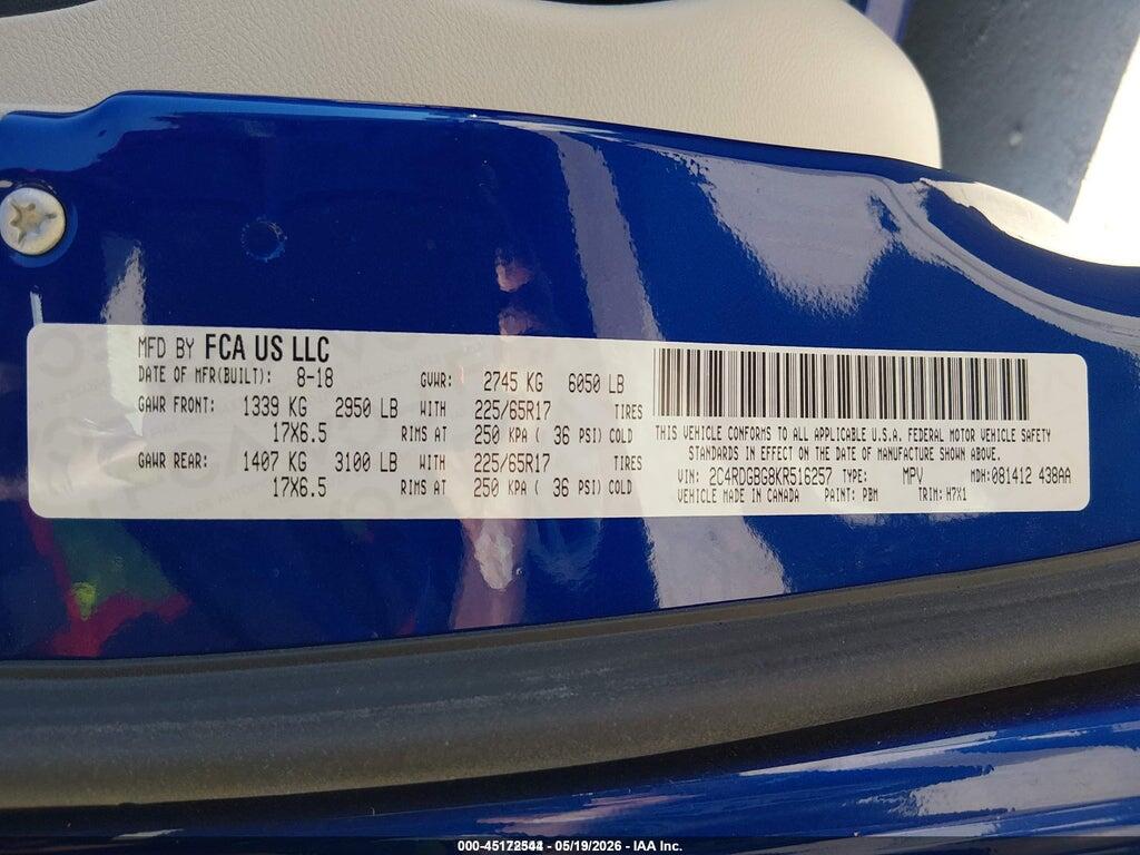 2C4RDGBG8KR516257 2019 DODGE GRAND CARAVAN photo no. 9