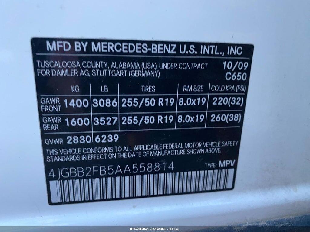 4JGBB2FB5AA558814 2010 MERCEDES-BENZ ML 350 BLUETEC photo no. 9