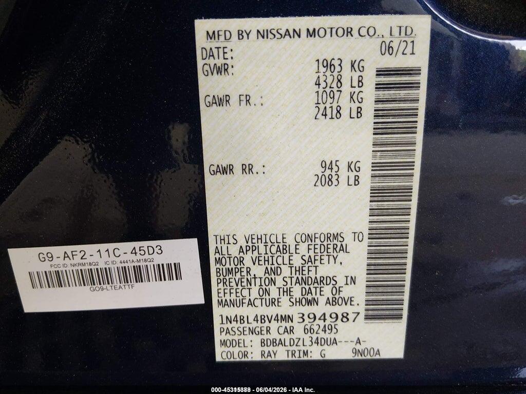 1N4BL4BV4MN394987 2021 NISSAN ALTIMA photo no. 8