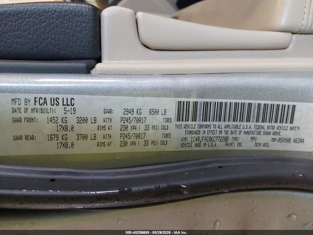 1C4RJFAG9KC772288 2019 JEEP GRAND CHEROKEE photo no. 9