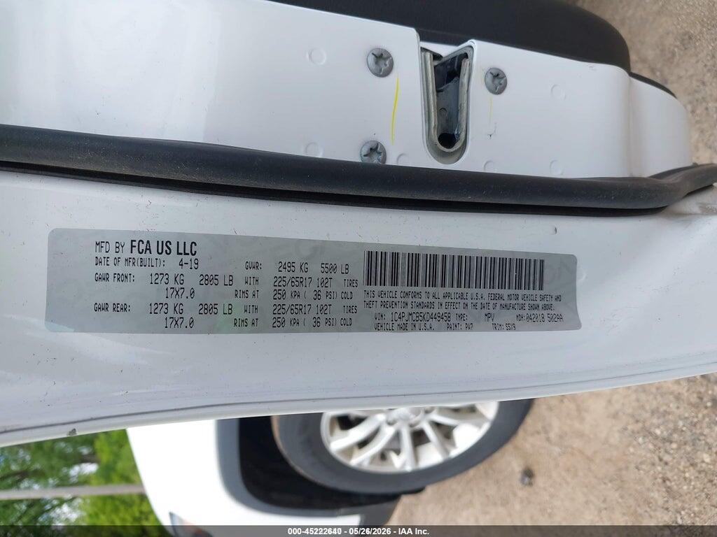 1C4PJMCB5KD449458 2019 JEEP CHEROKEE photo no. 9