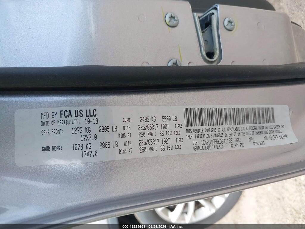 1C4PJMCB6KD341186 2019 JEEP CHEROKEE photo no. 9
