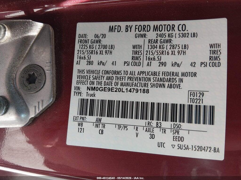 NM0GE9E20L1479188 2020 FORD TRANSIT CONNECT photo no. 9
