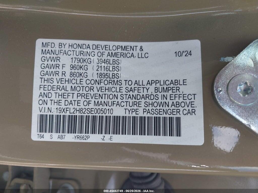 19XFL2H82SE005010 2025 HONDA CIVIC SEDAN photo no. 9