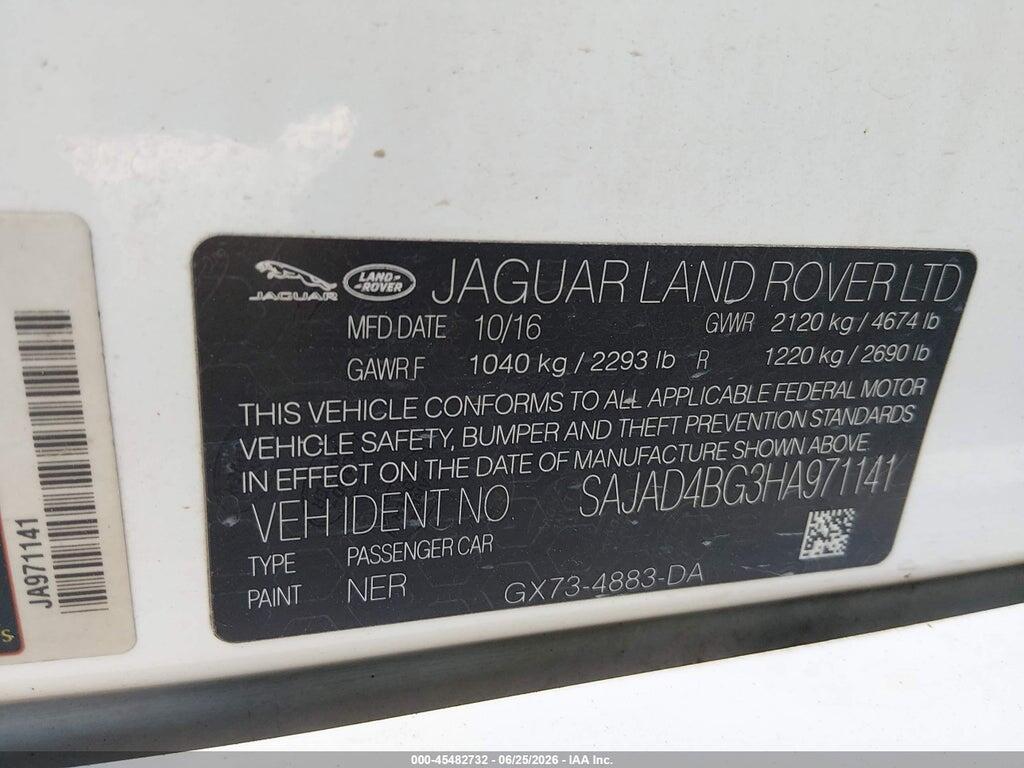 SAJAD4BG3HA971141 2017 JAGUAR XE photo no. 9
