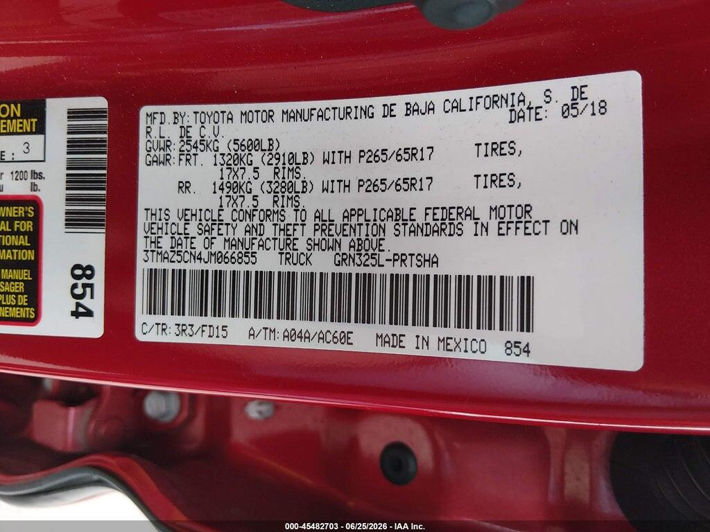 3TMAZ5CN4JM066855 2018 TOYOTA TACOMA photo no. 9