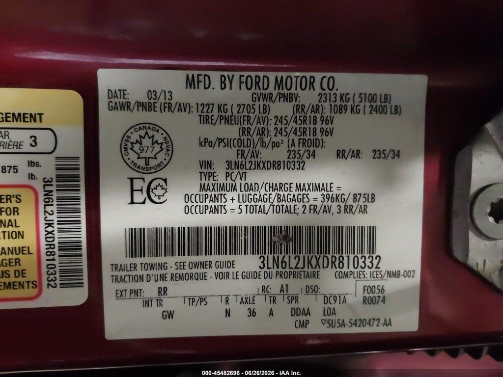 3LN6L2JKXDR810332 2013 LINCOLN MKZ photo no. 9
