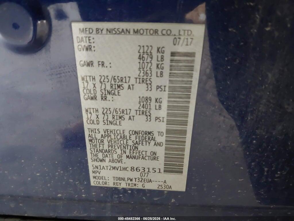 5N1AT2MV1HC863151 2017 NISSAN ROGUE photo no. 9
