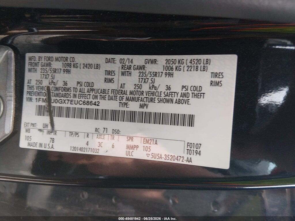 1FMCU0GX7EUC68642 2014 FORD ESCAPE photo no. 9