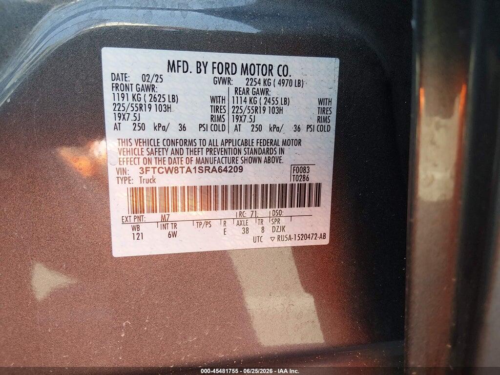 3FTCW8TA1SRA64209 2025 FORD MAVERICK photo no. 9