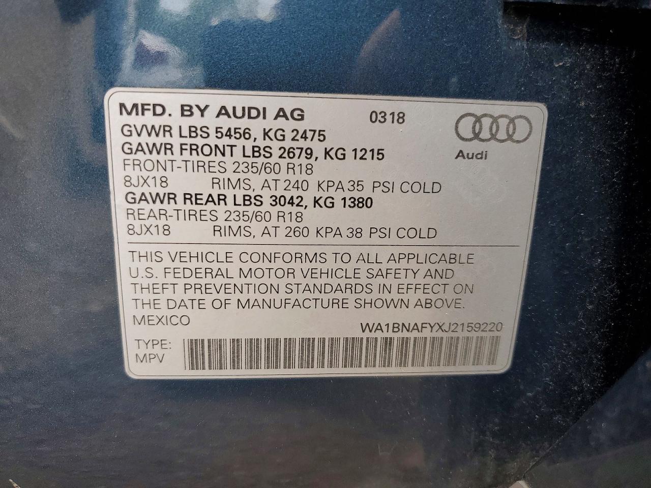 2018 AUDI Q5 PREMIUM PLUS — Фото 13 из 13