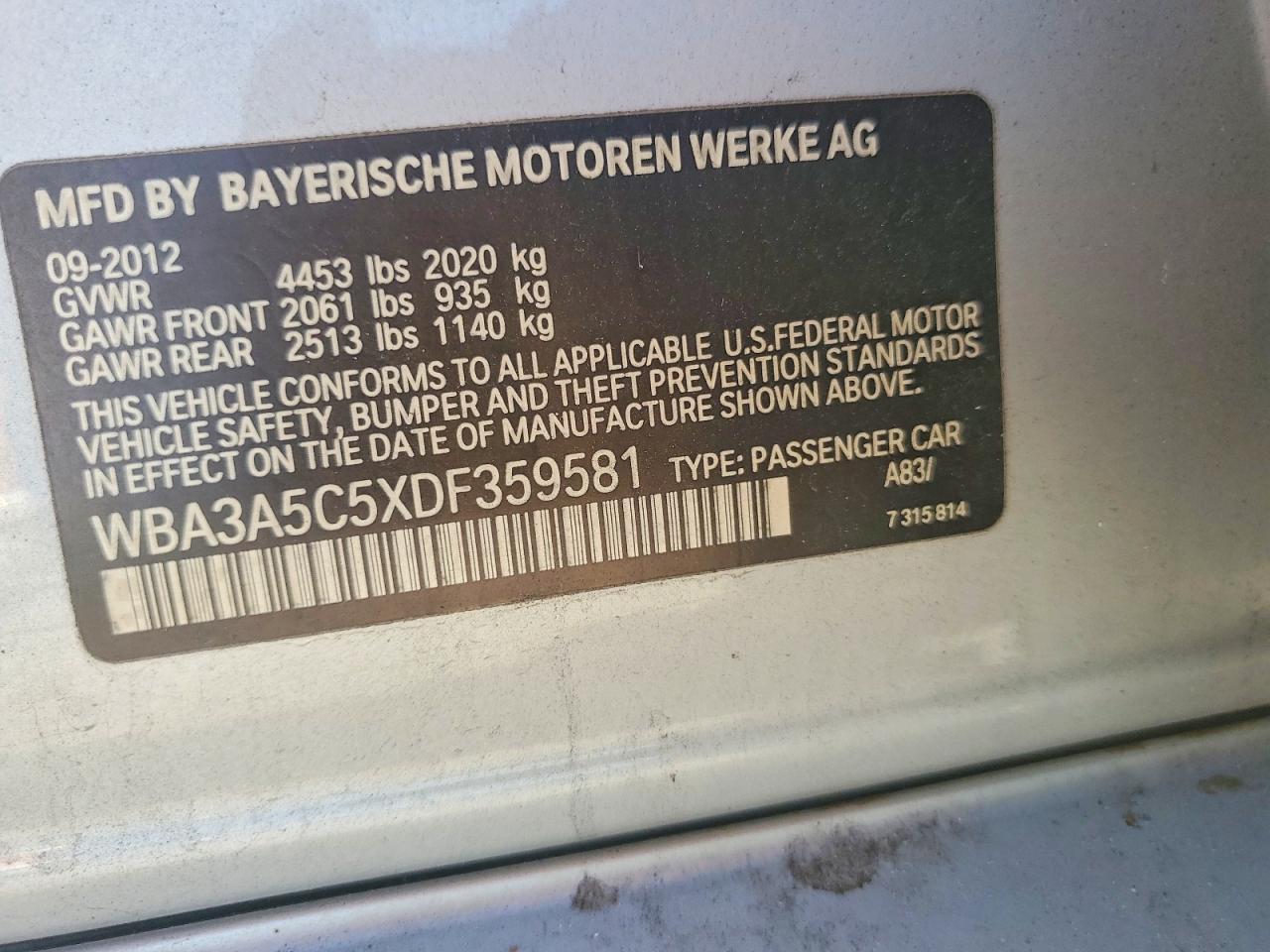 2013 BMW 328 I — Фото 12 из 12