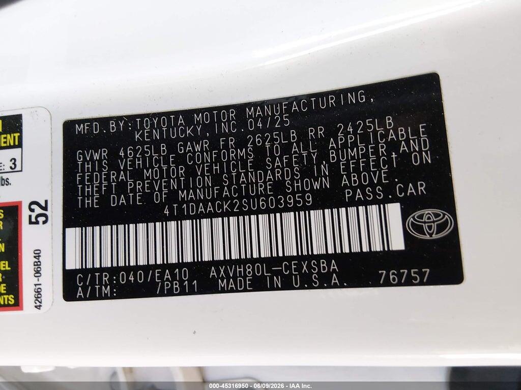 4T1DAACK2SU603959 2025 TOYOTA CAMRY photo no. 9