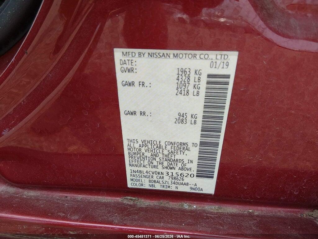 1N4BL4CV0KN315620 2019 NISSAN ALTIMA photo no. 9