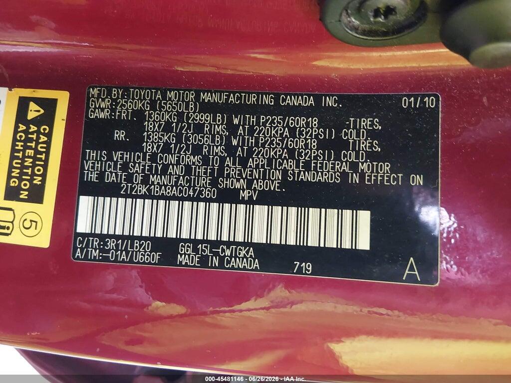2T2BK1BA8AC047360 2010 LEXUS RX 350 photo no. 9