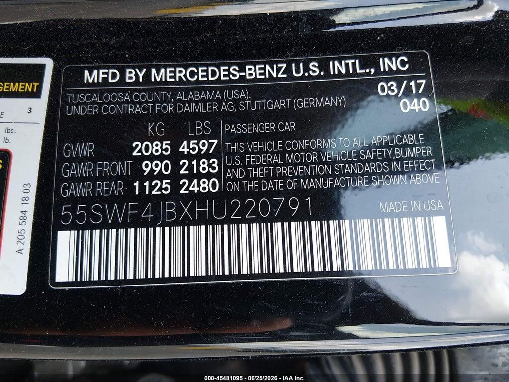 55SWF4JBXHU220791 2017 MERCEDES-BENZ C 300 photo no. 9