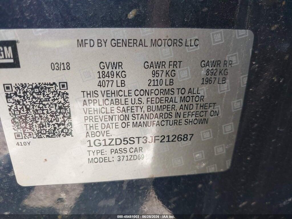1G1ZD5ST3JF212687 2018 CHEVROLET MALIBU photo no. 9
