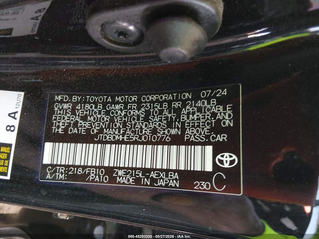 JTDBDMHE5RJ010776 2024 TOYOTA COROLLA photo no. 9