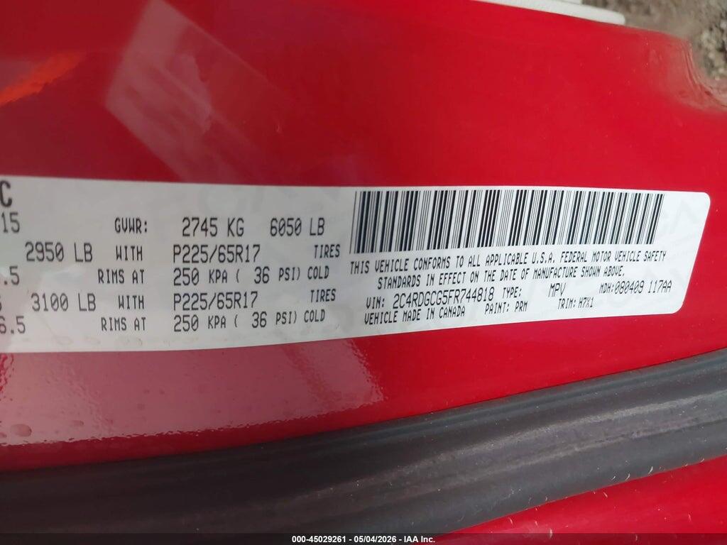 2C4RDGCG5FR744818 2015 DODGE GRAND CARAVAN photo no. 9