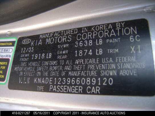 KNADE123966089120 2006 KIA RIO photo no. 9
