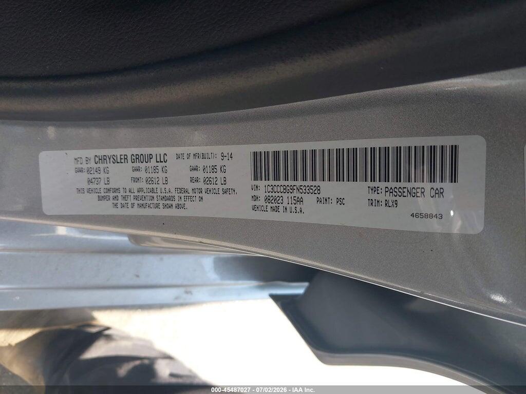 1C3CCCBG9FN533528 2015 CHRYSLER 200 photo no. 9