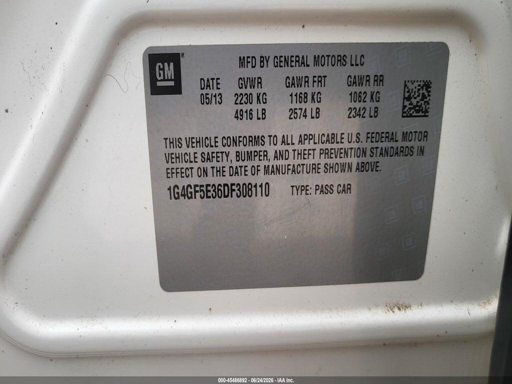 1G4GF5E36DF308110 2013 BUICK LACROSSE photo no. 9