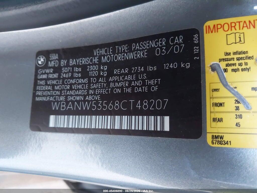 WBANW53568CT48207 2008 BMW 550I photo no. 9