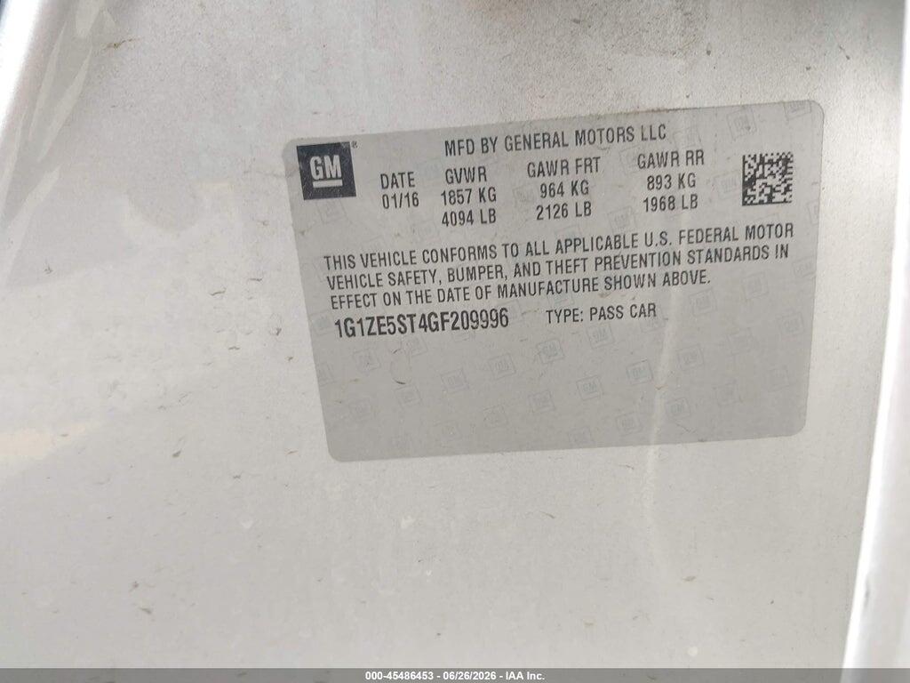 1G1ZE5ST4GF209996 2016 CHEVROLET MALIBU photo no. 9