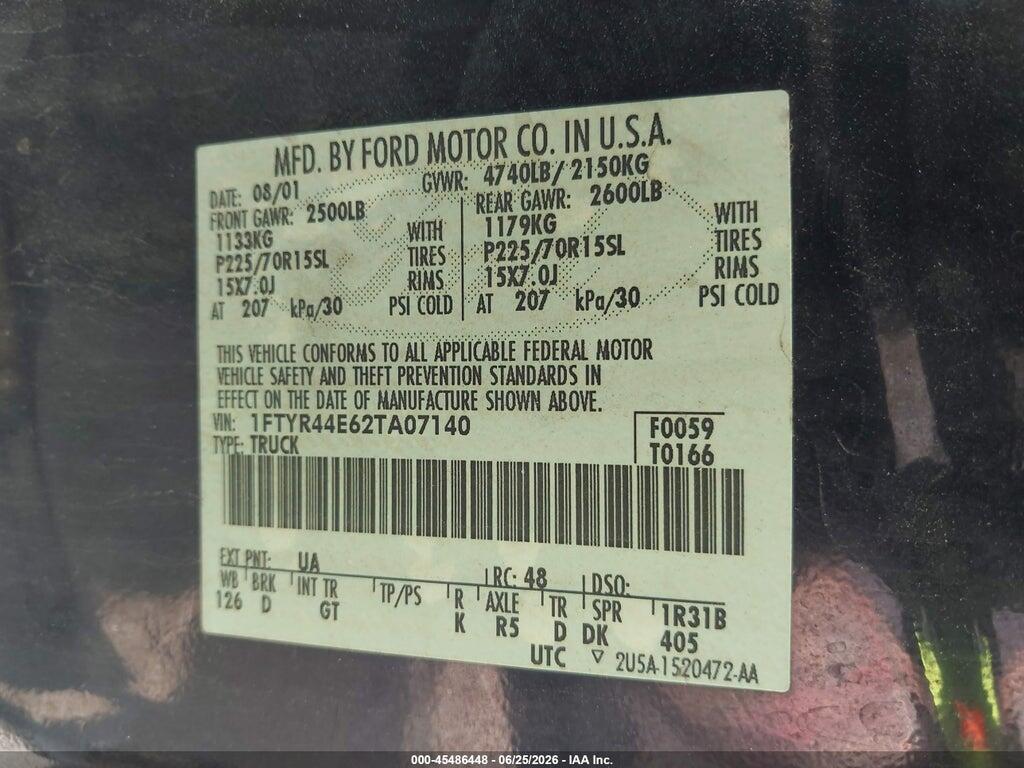 1FTYR44E62TA07140 2002 FORD RANGER photo no. 9