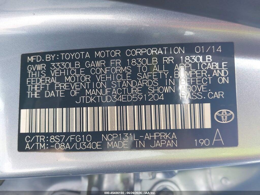 JTDKTUD34ED591204 2014 TOYOTA YARIS photo no. 9