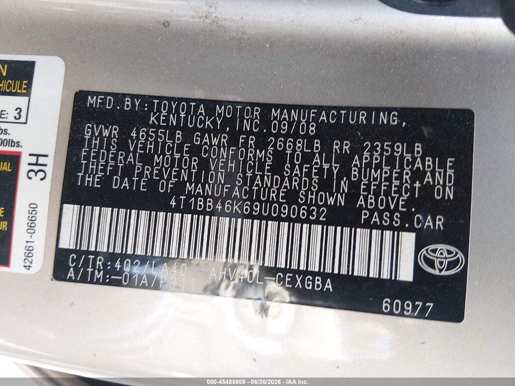 4T1BB46K69U090632 2009 TOYOTA CAMRY HYBRID photo no. 9