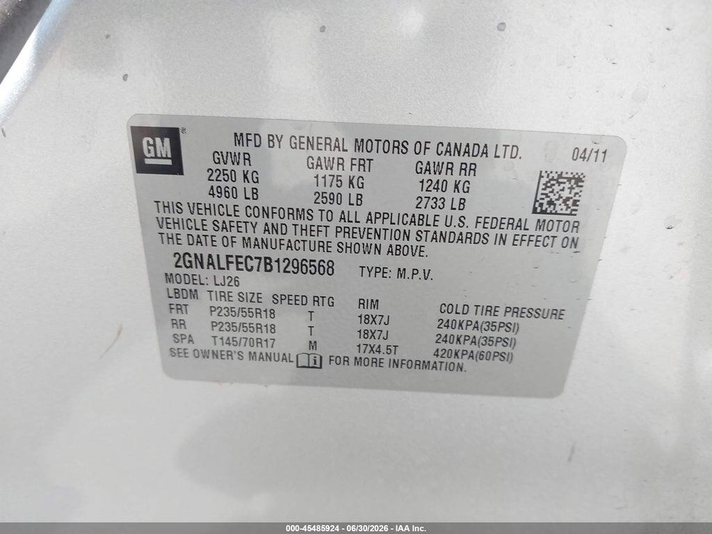 2GNALFEC7B1296568 2011 CHEVROLET EQUINOX photo no. 9