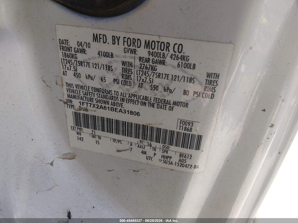 1FT7X2A61BEA31806 2011 FORD SUPER DUTY F-250 SRW photo no. 9
