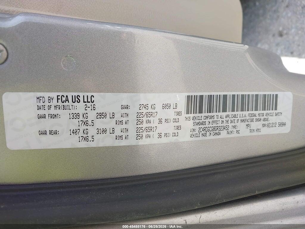 2C4RDGCG8GR323452 2016 DODGE GRAND CARAVAN photo no. 9