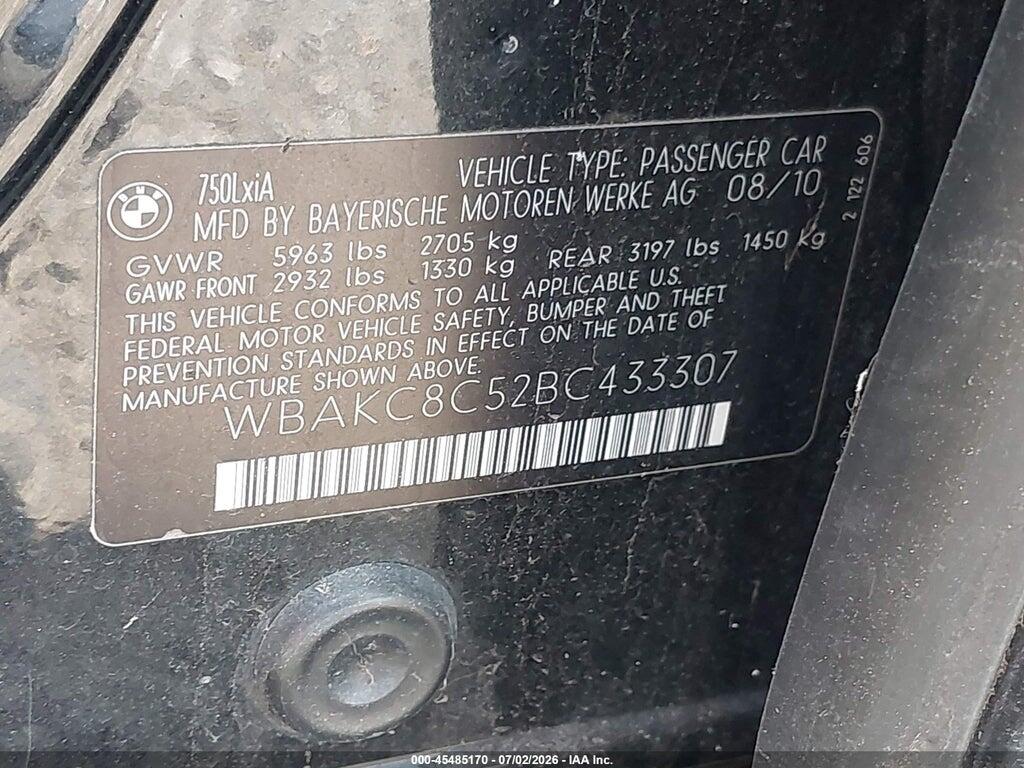 WBAKC8C52BC433307 2011 BMW 750LI photo no. 9