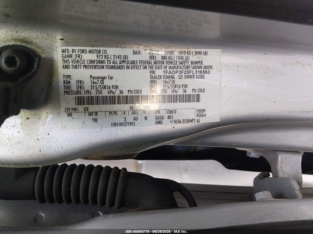 1FADP3F25FL316563 2015 FORD FOCUS photo no. 9