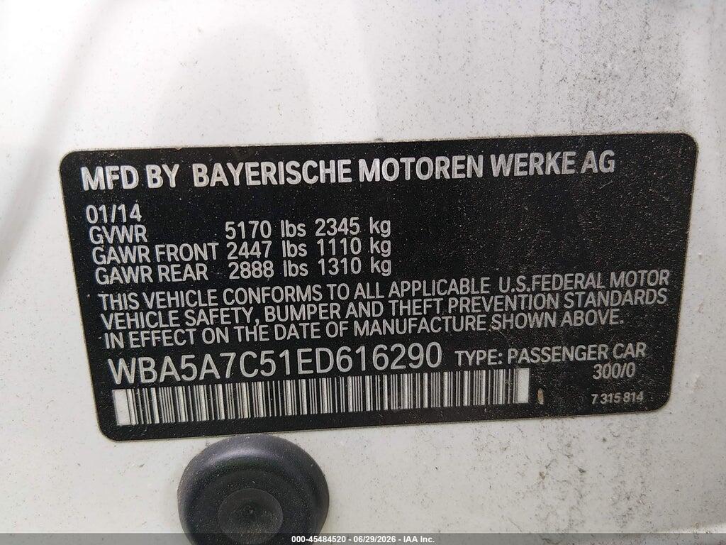 WBA5A7C51ED616290 2014 BMW 528I photo no. 9