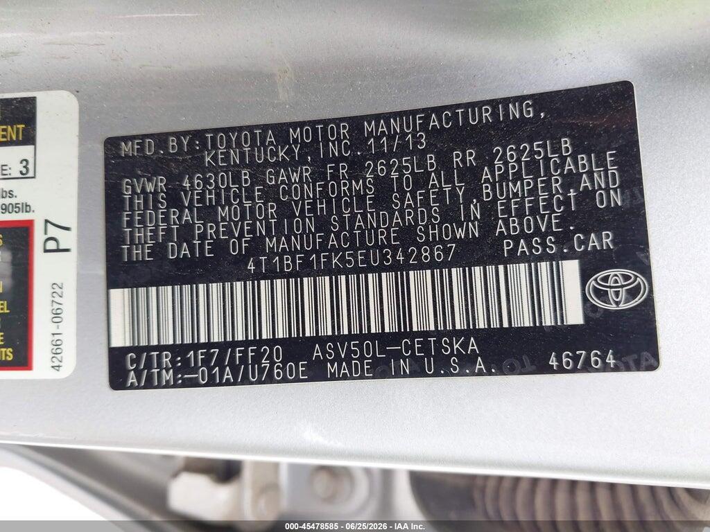4T1BF1FK5EU342867 2014 TOYOTA CAMRY photo no. 9